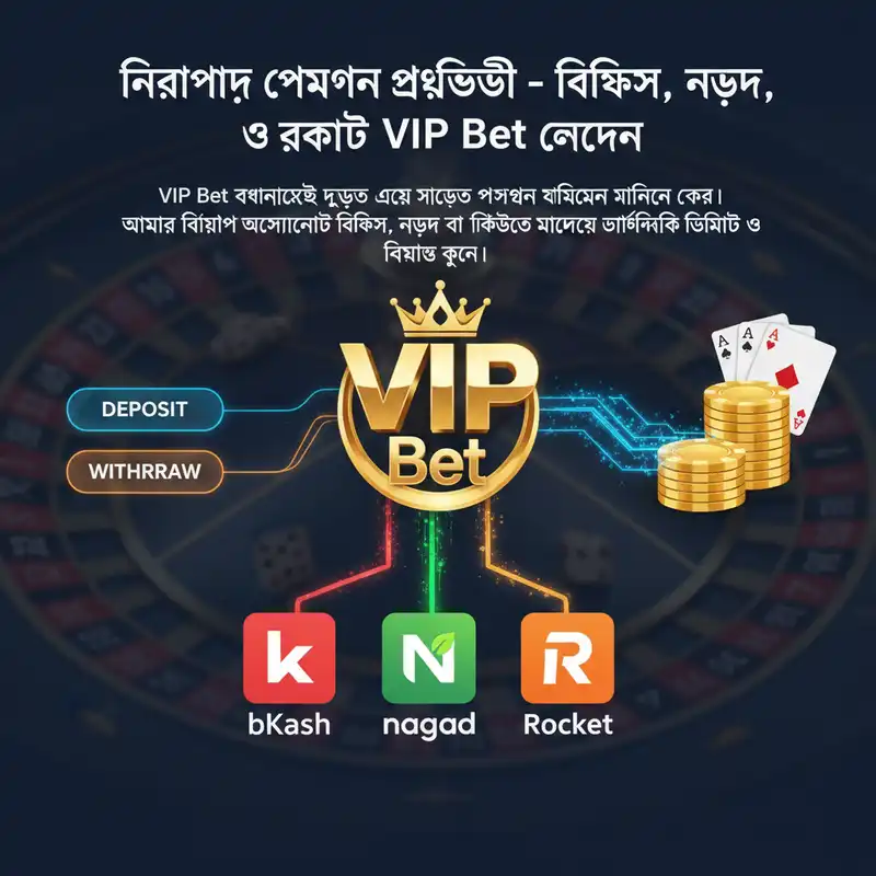 VIP Bet নিরাপদ পেমেন্ট পদ্ধতি বিকাশ নগদ রকেট